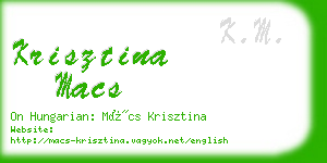 krisztina macs business card